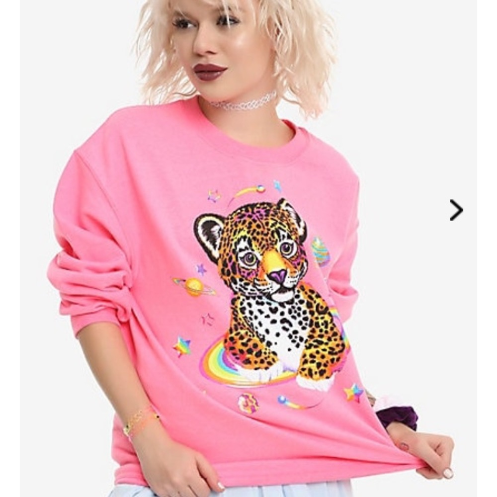 Lisa Frank cheetah hot pink sweater sweatshirt XL - Picture 1 of 9